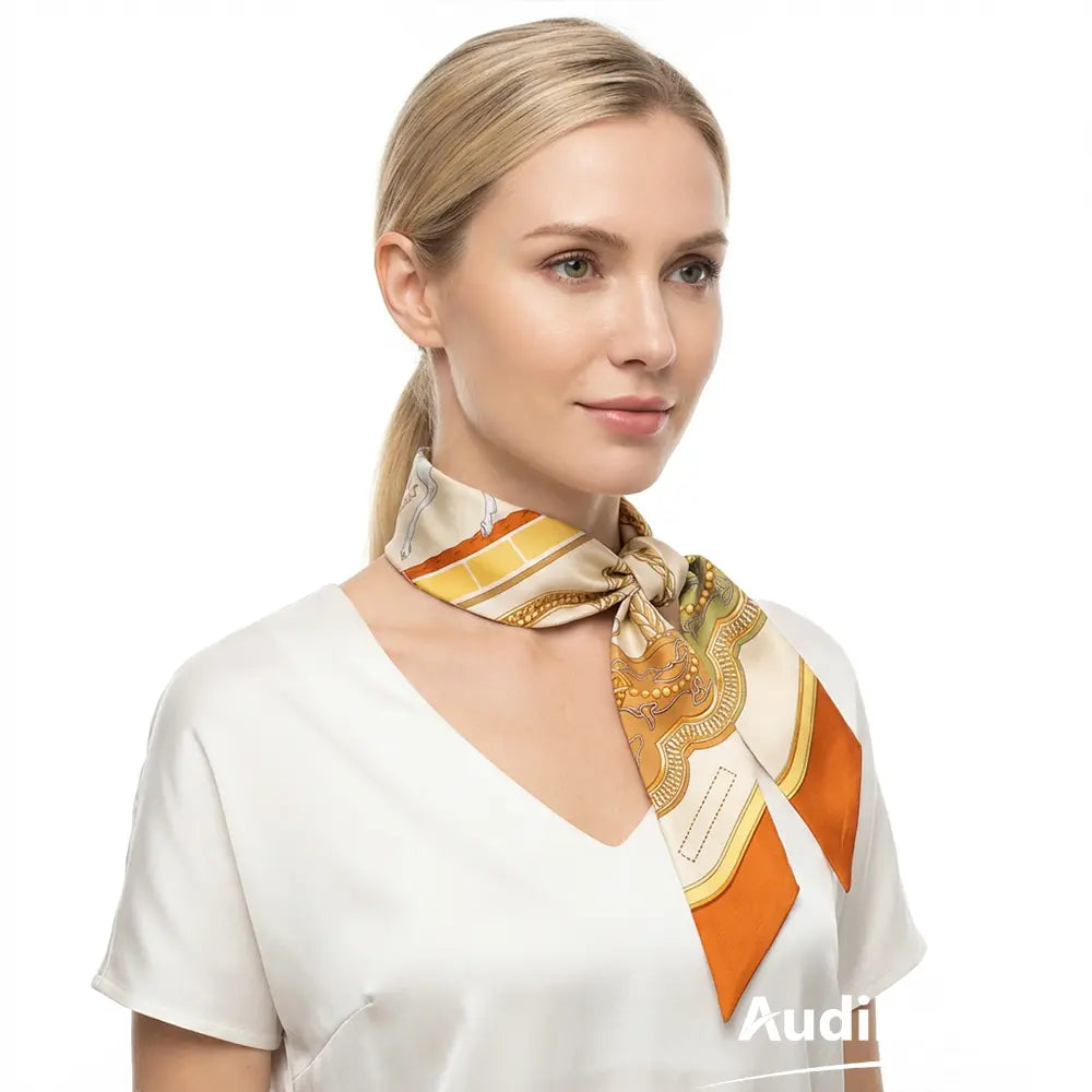Audingull Smooth Hair Ribbon 100% Silk Skinny Scarf