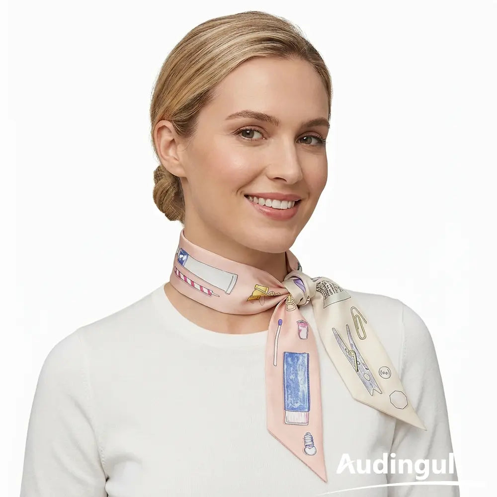 Audingull Women's Fashion Hair Scarf 100% Silk Skinny Scarf