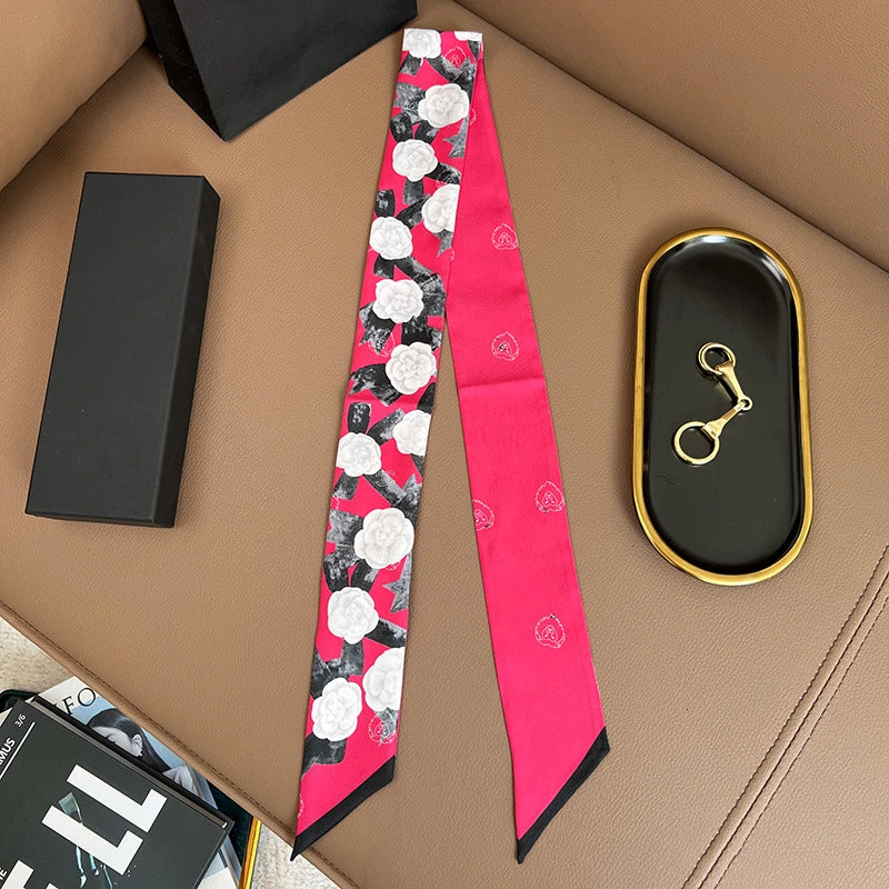 Audingull Women's Fashion 100% Silk Skinny Scarf Hair Scarf