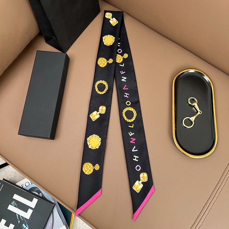 Audingull 100% Mulberry Silk Skinny Scarf