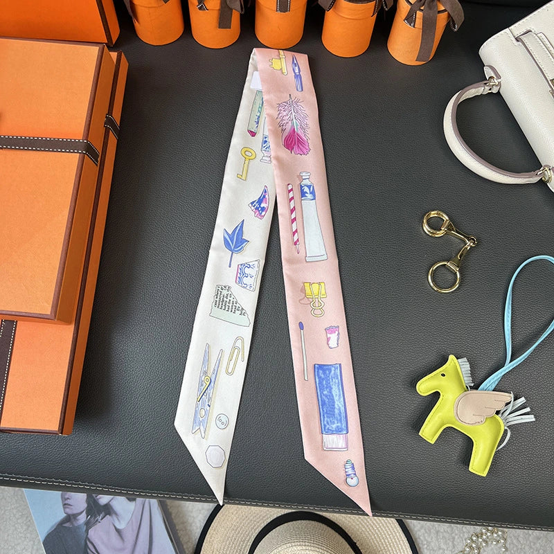 Audingull 100% Silk Skinny Scarf