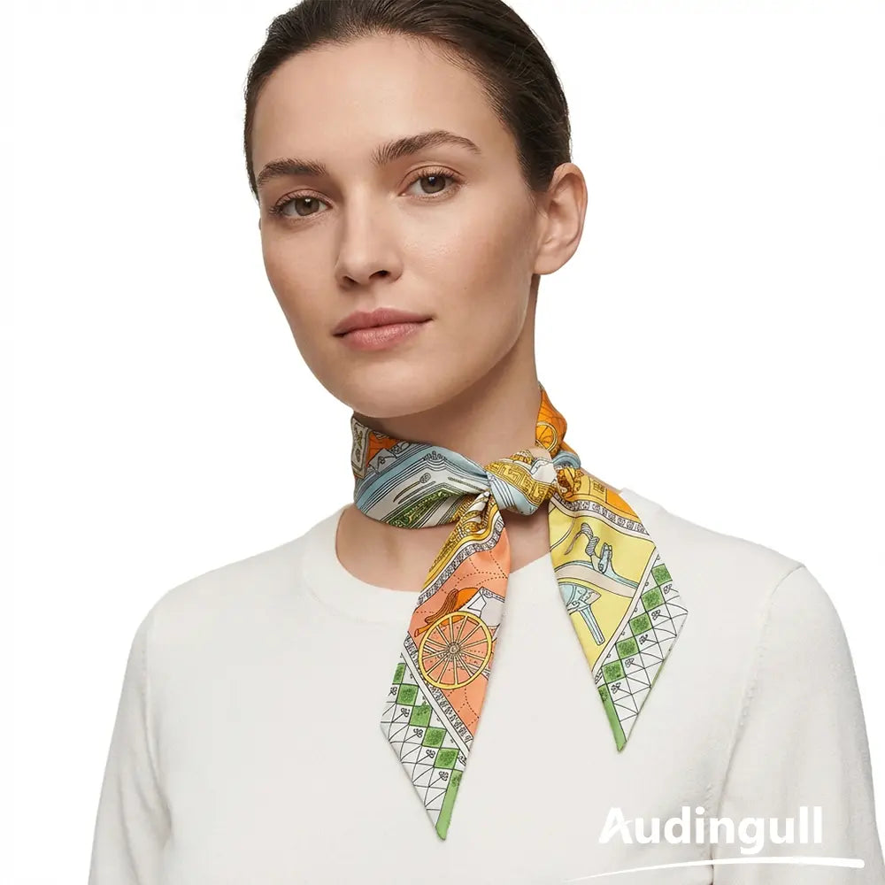 Audingull Women's Fashion Hair Scarf 100% Silk Skinny Scarf