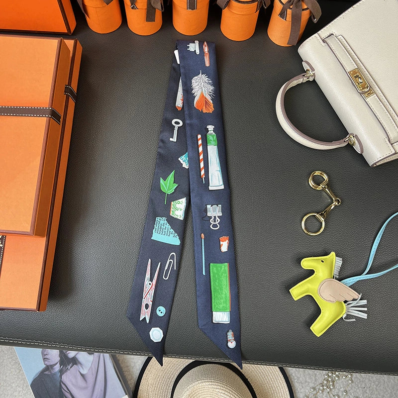 Audingull 100% Silk Skinny Scarf