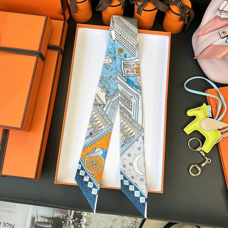 Audingull 100% Silk Skinny Scarf