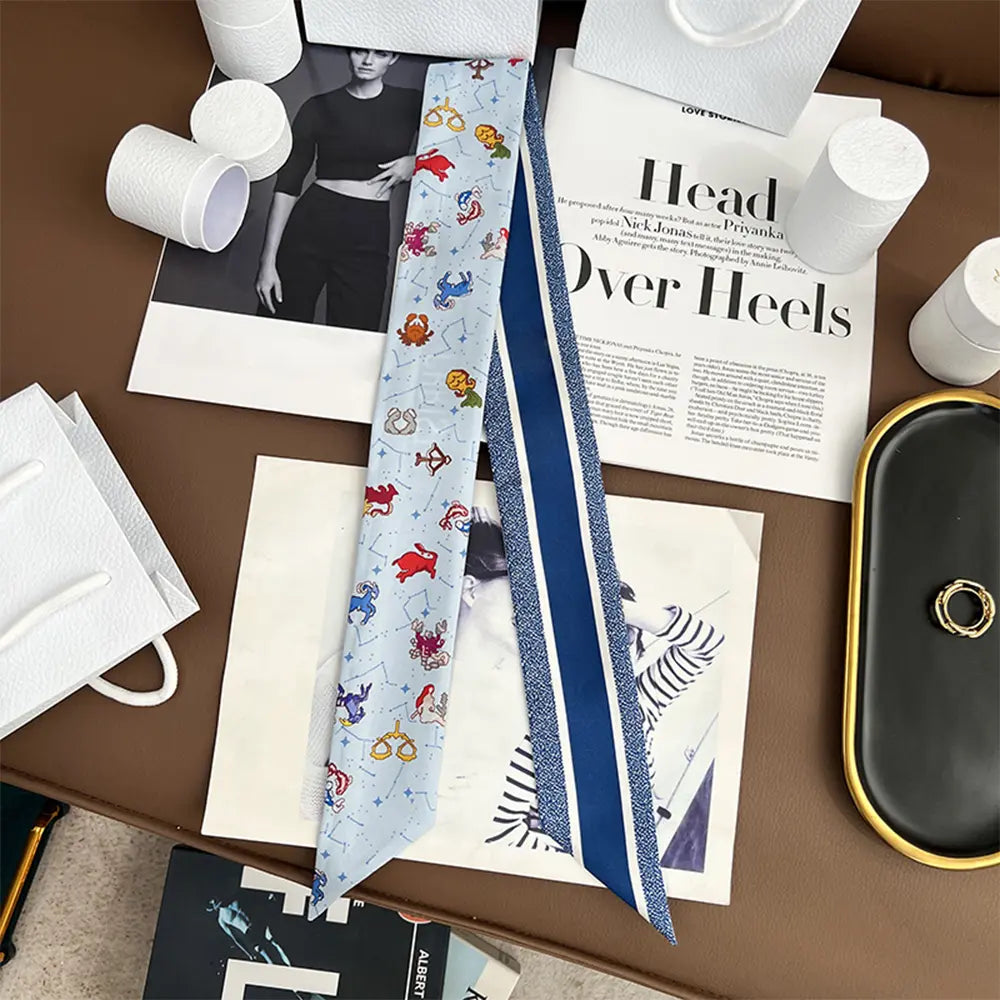 Audingull 100% Silk Skinny Long Scarf