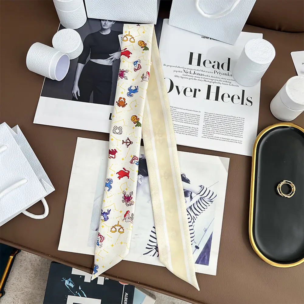 Audingull 100% Silk Skinny Long Scarf