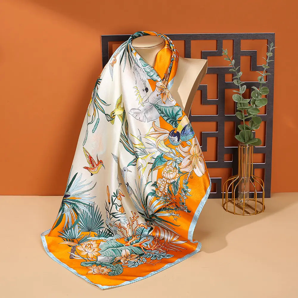 Audingull 100% Mulberry Silk Square Scarf