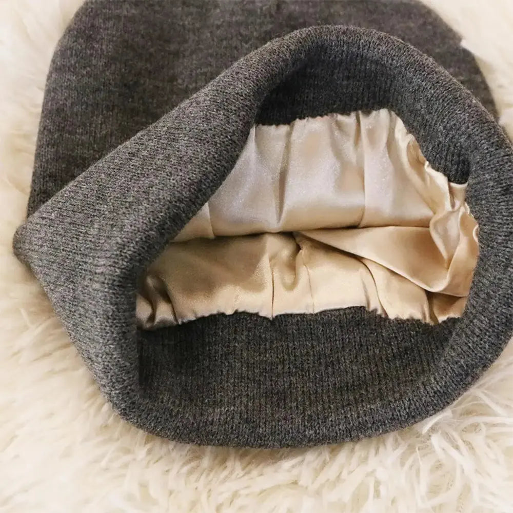 Women’s Ribbed Knit Beanie with Satin Lining