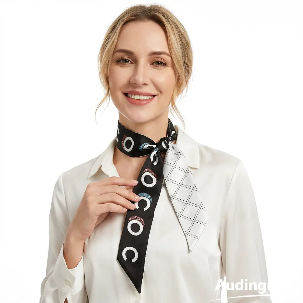 Audingull 100% Mulberry Silk Skinny Scarf