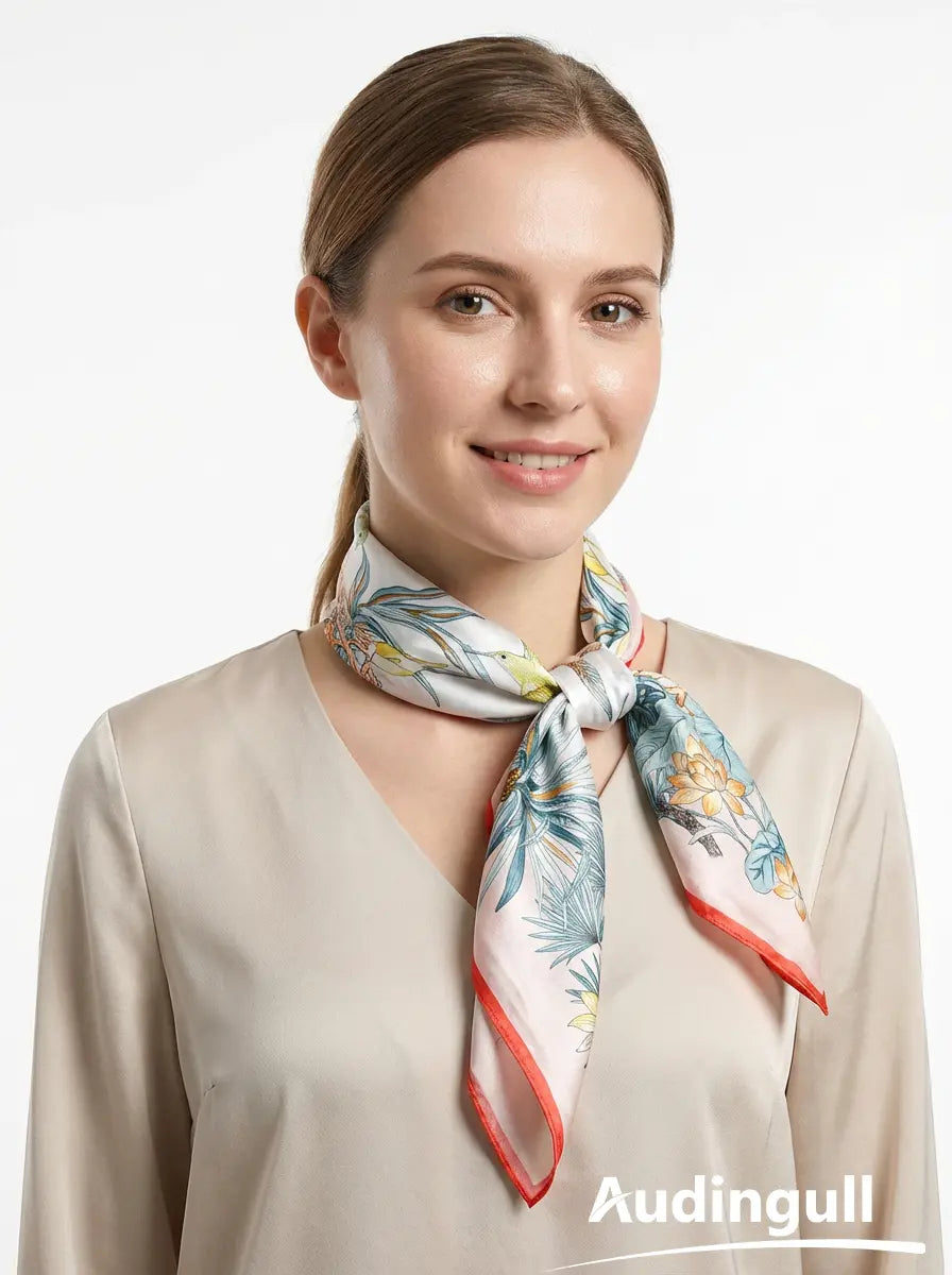 Audingull 100% Mulberry Silk Square Scarf