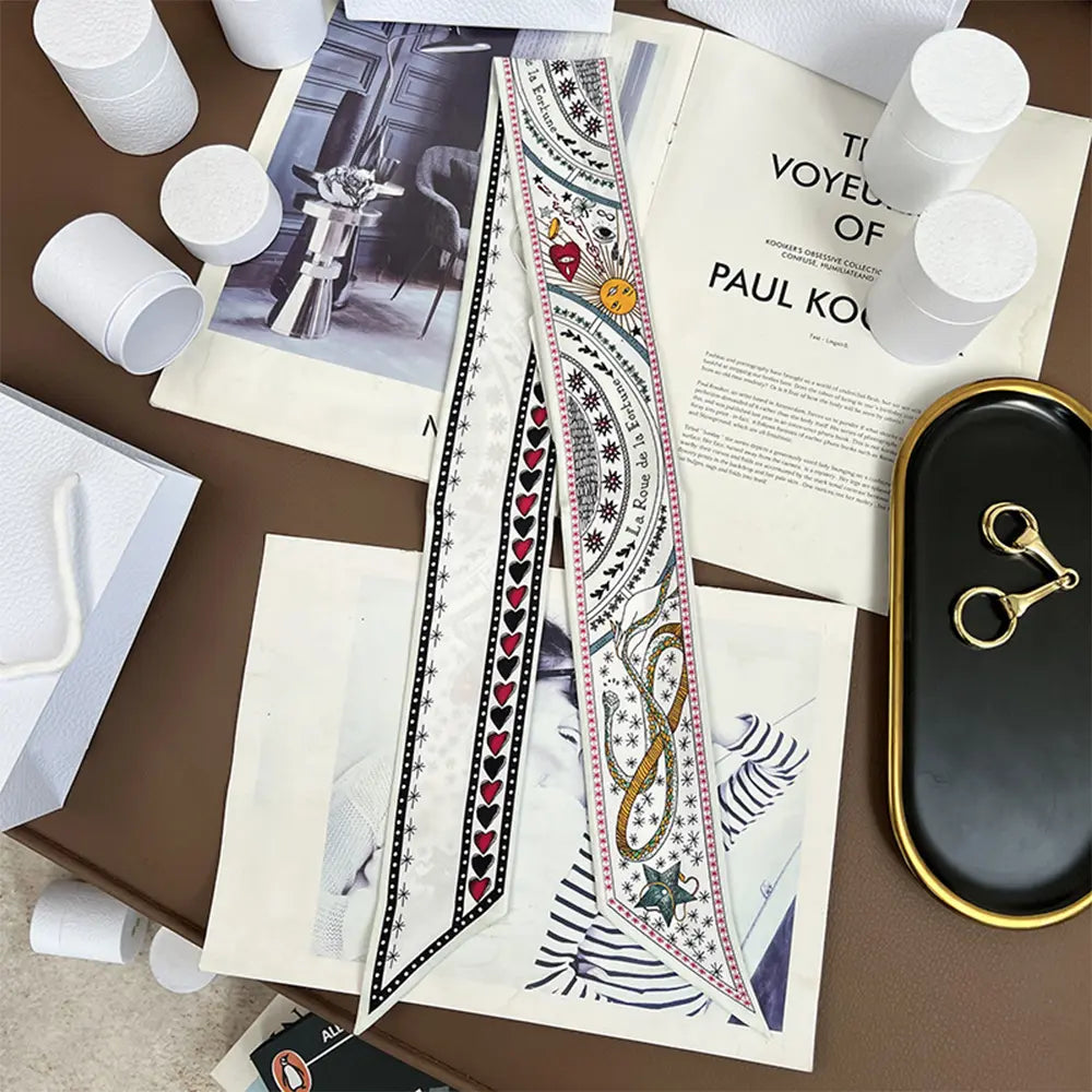 Audingull 100% Silk Skinny Long Scarf