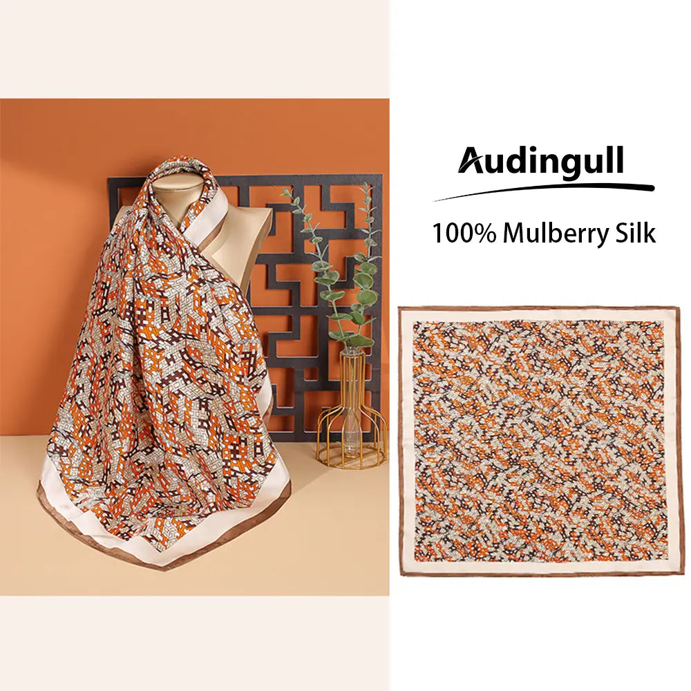 Audingull 100% Mulberry Silk Square Scarf