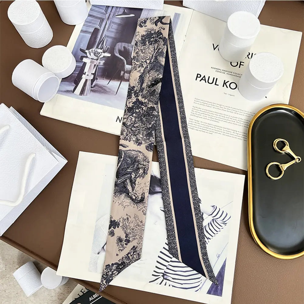 Audingull 100% Silk Skinny Long Scarf