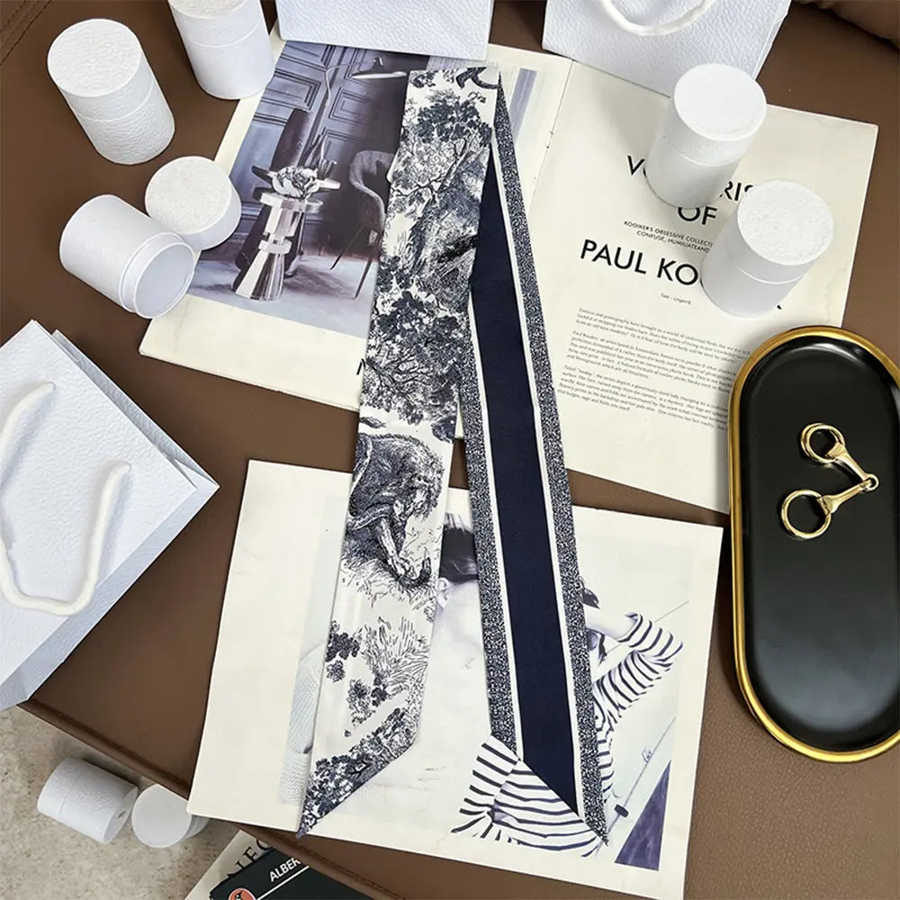 Audingull 100% Silk Skinny Long Scarf