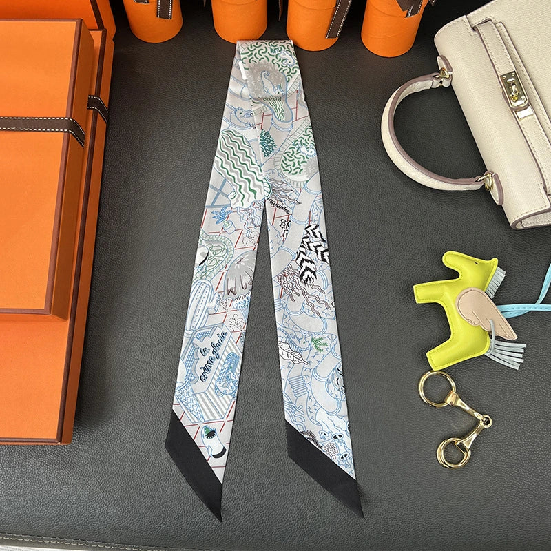 Audingull 100% Silk Skinny Scarf