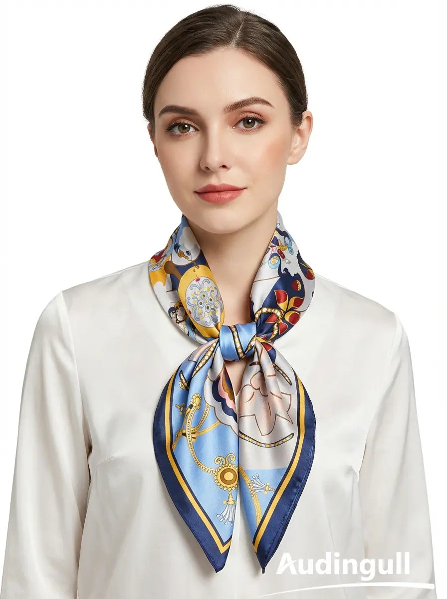 Audingull Classic Women's 100% Silk Scarf for Hair or Neck