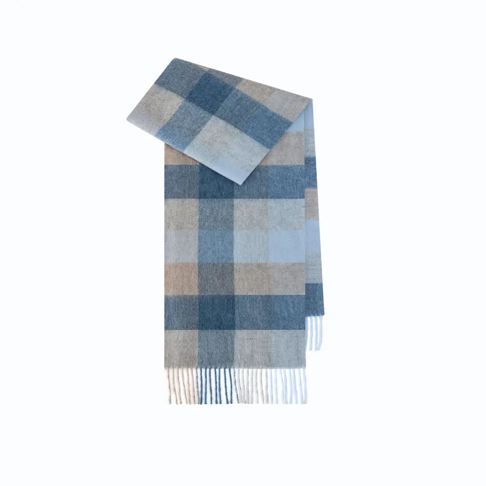 Audingull 100% Pure Wool Plaid Scarf