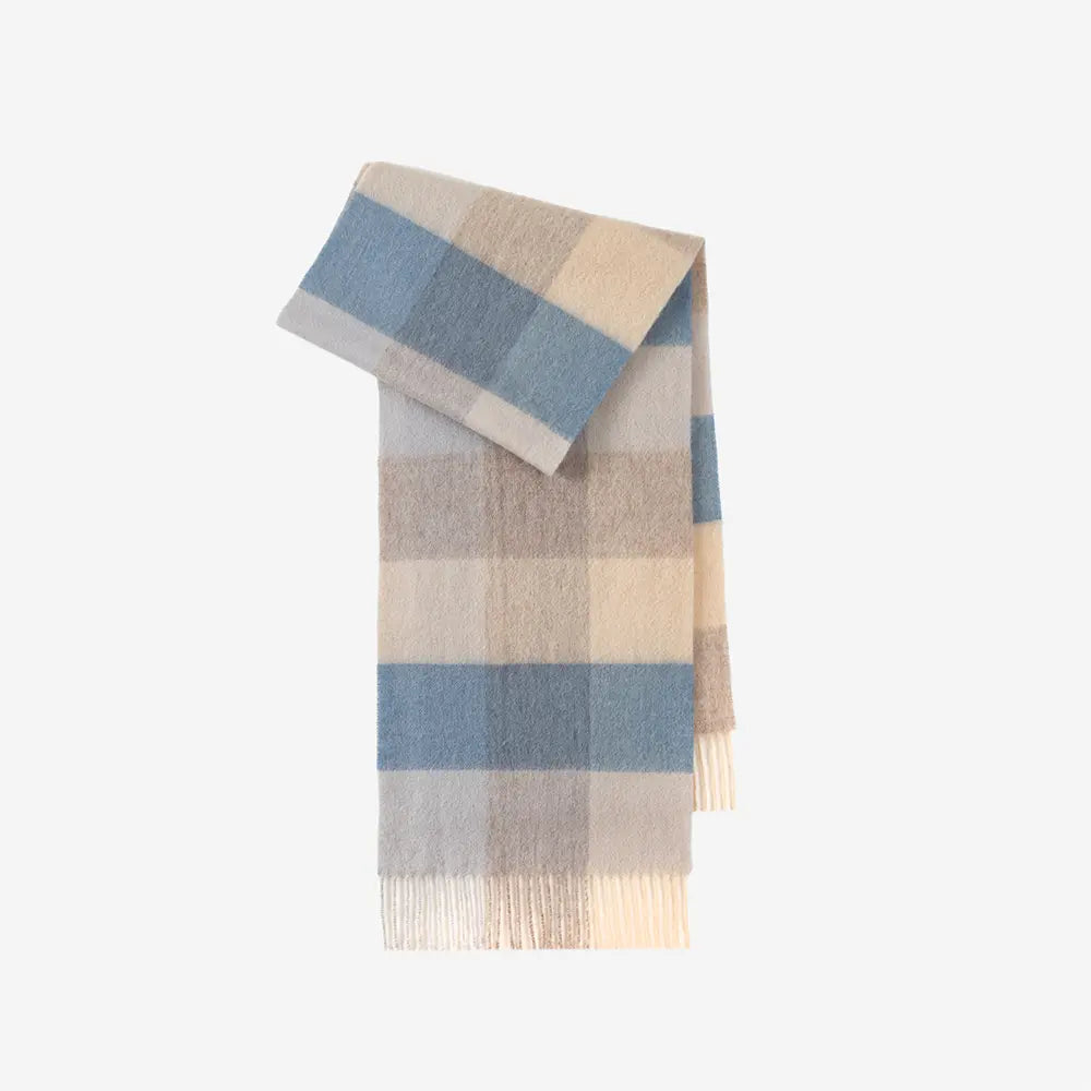 Audingull 100% Pure Wool Plaid Scarf