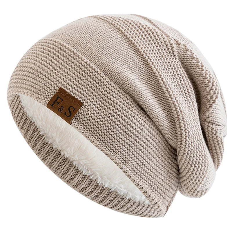 Classic Slouchy Knit Beanie with Soft Fleece Lining